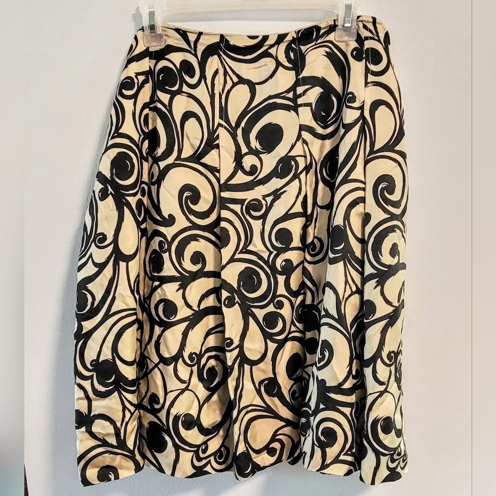 VTG 18 Y2K Pure Silk Talbots A-line Baroque Scroll Print Quiet Luxery Classic - Picture 2 of 6